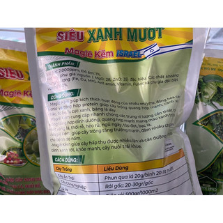 Phân bón Magie - Kẽm biến vàng thành xanh giúp bộ lá xanh dày, nhanh tạo bông - Gói 1kg