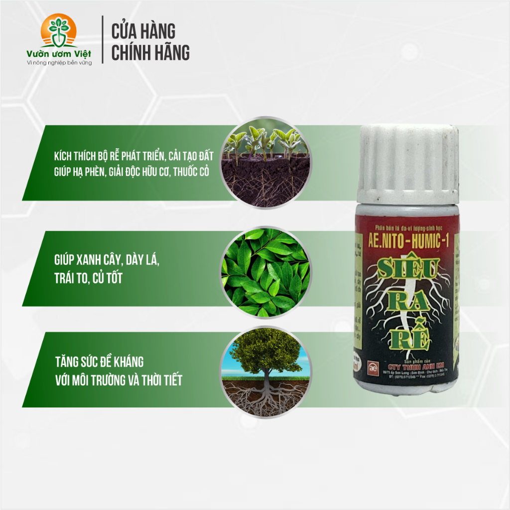 Phân bón SIÊU RA RỄ AE NITO tạo rễ, thúc rễ mạnh, rễ khỏe, ngân kích hạt nảy mầm - 20ml