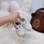 Giày tập đi cho bé có đế chống trơn trượt màu be trắng basic cho bé yêu