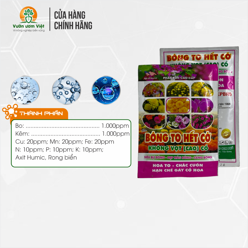 BÔNG TO HẾT CỠ - phân bón nuôi nụ hoa, đẹp màu hoa, hoa lâu tàn, thơm ngát - 50gr