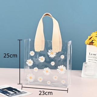 Túi quà tặng xách tay, túi đựng quà tặng mỹ phẩm sinh nhật giáng sinh tết túi trong suốt họa tiết hoa cúc thời trang