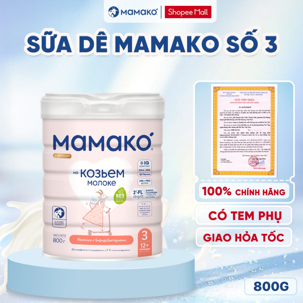 Ảnh Sữa Dê Công Thức MAMAKO Nga Premium Số 3 - 800g Hỗ trợ tiêu hóa, tăng cường miễn dịch 1