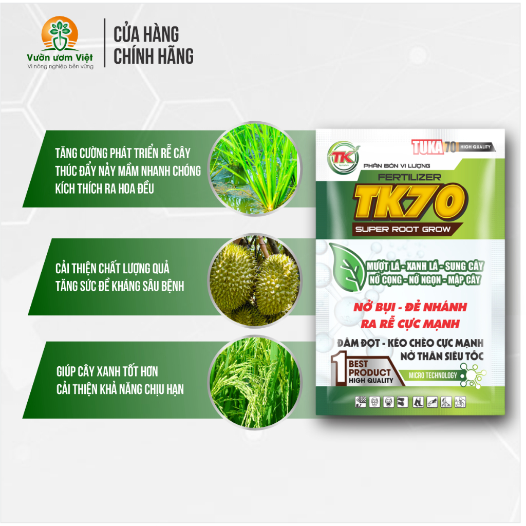 Phân bón TK.70 dưỡng rễ, thân, lá nuôi dưỡng toàn diện, giúp cây phát triển mạnh mẽ - 50gr
