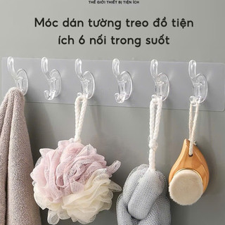 [COMBO 10]Móc Dán Tường Trong Suốt 6 Nhánh Treo Dính Siêu Chắc,  THANH NHỰA 6 MÓC CHỊU LỰC - MÃ: MOCDANTUONG23