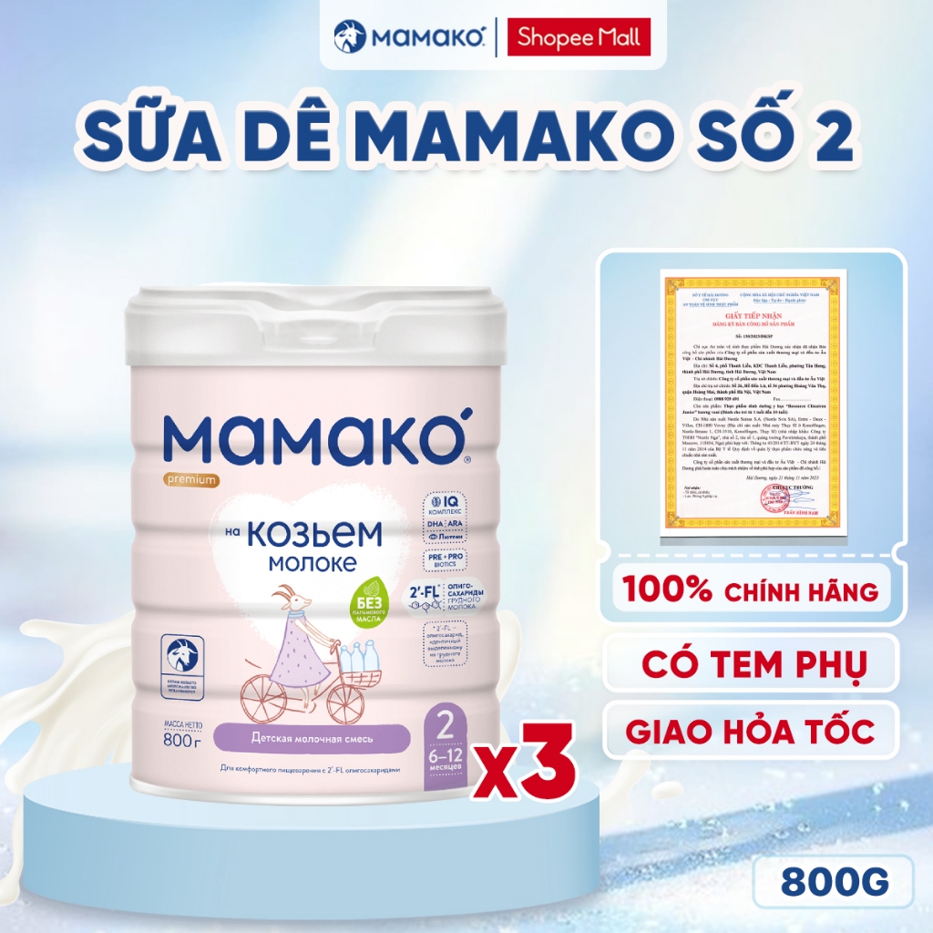 Ảnh COMBO 3 LON Sữa Dê MAMAKO Số 2 - 800g 2