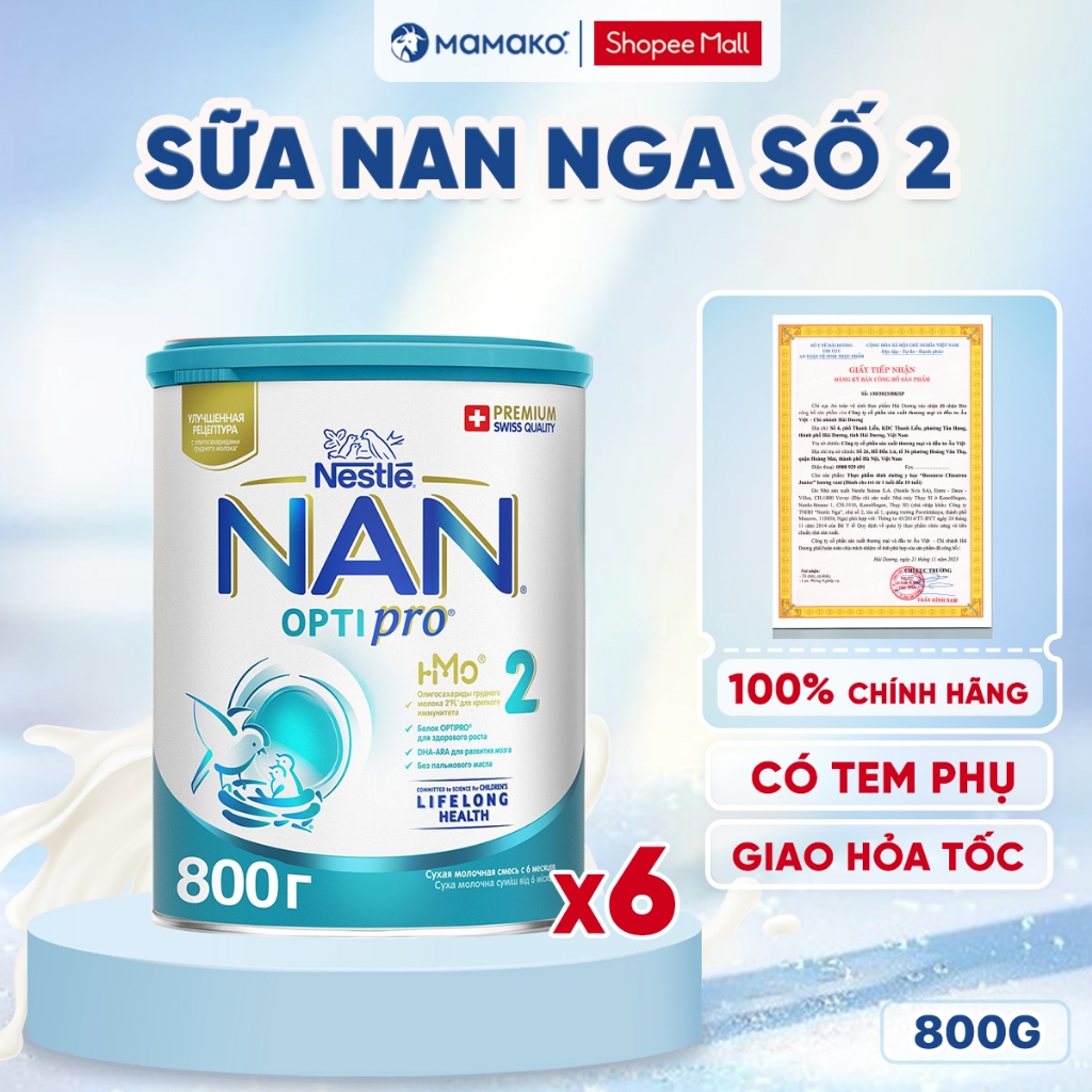 Ảnh COMBO 6 Sữa Nan Nga HMO Optipro Số 2 Mamako Bổ Sung Dinh Dưỡng Cho Bé 6-12M Hộp 800g 2