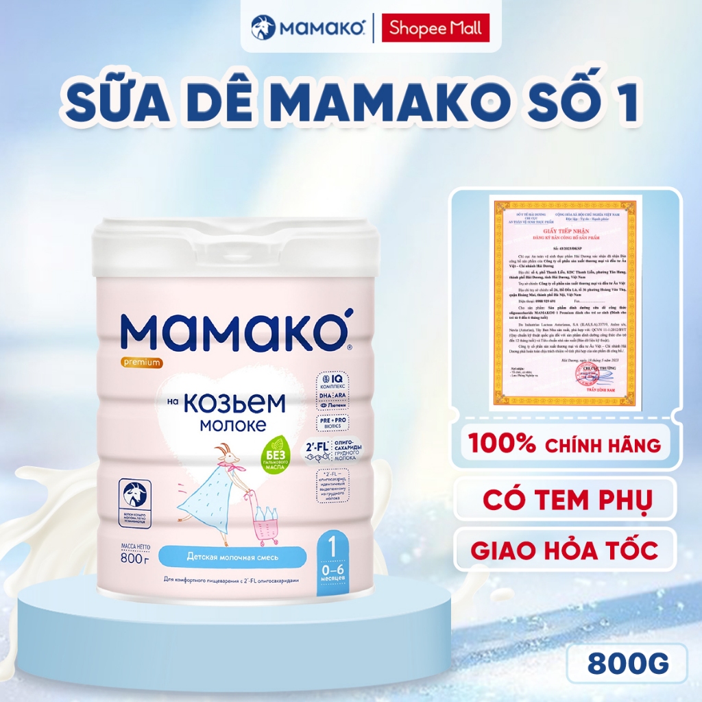 Ảnh Sữa Dê Công Thức MAMAKO Premium Nga Số 1 - 800g/400g tăng cường miễn dịch 1