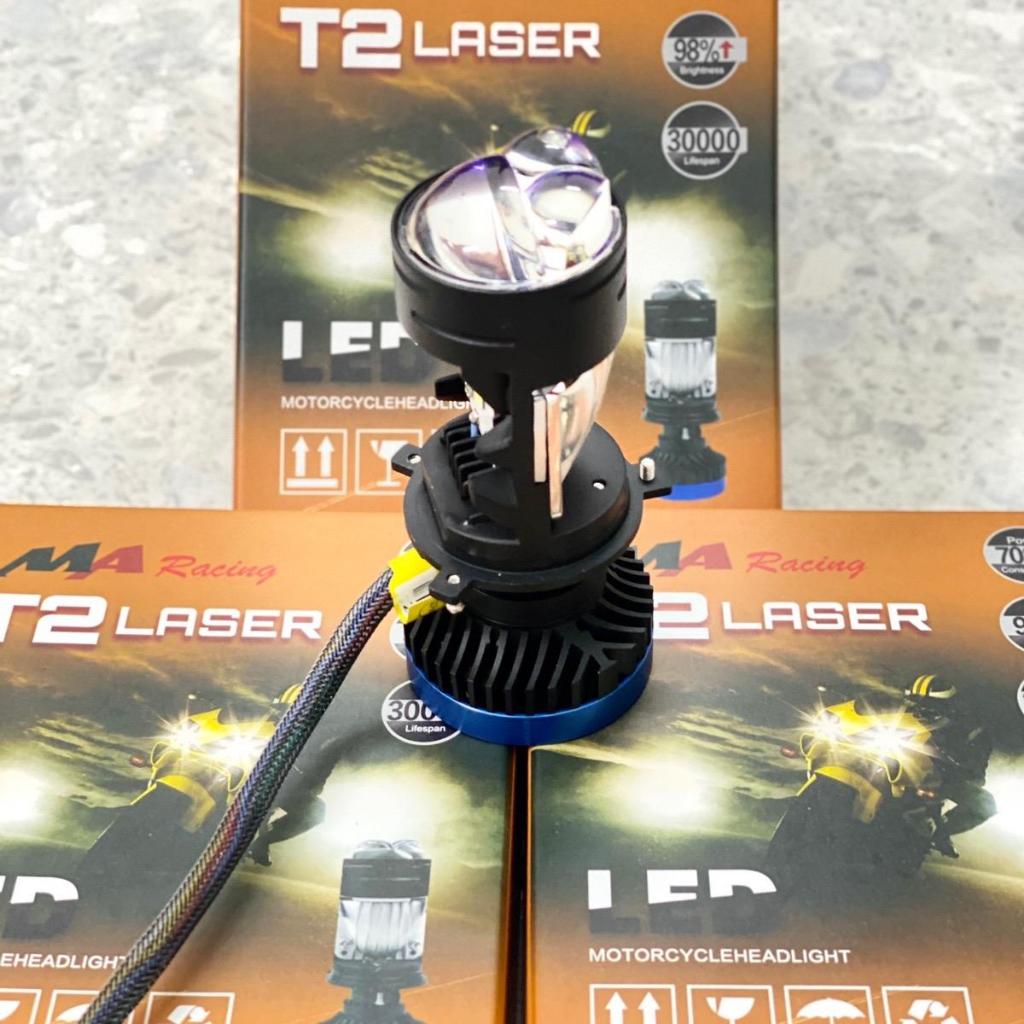 ĐÈN PHA Led T2 Laseer Kính Tím Chân H4 - Lắp OTo Xe Máy 12-24V DC - Tản ...