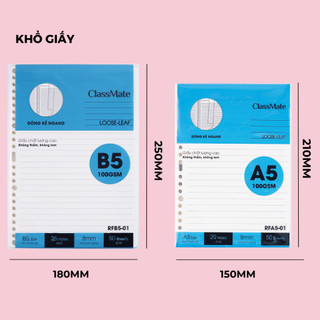 Giấy Refill 100gsm Có Tráng Keo Viết Tiếng Trung, Ruột Sổ Còng A5/B5 Không Thấm Mực Đủ Loại Dòng Kẻ Ngang, Matrix Line