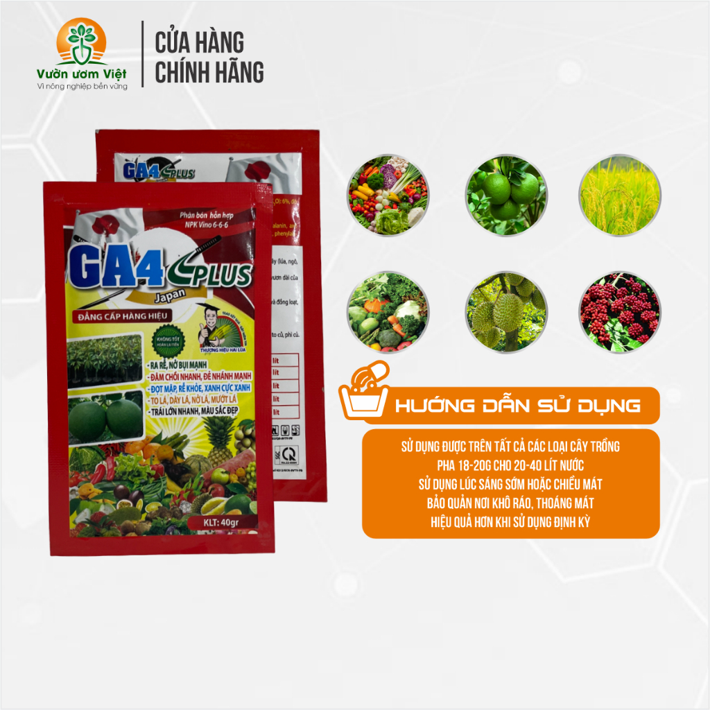 Phân bón lá GA4 PLUS JAPAN dưỡng lá cứng cáp và bộ rễ khỏe mạnh, chính hãng - 40gr