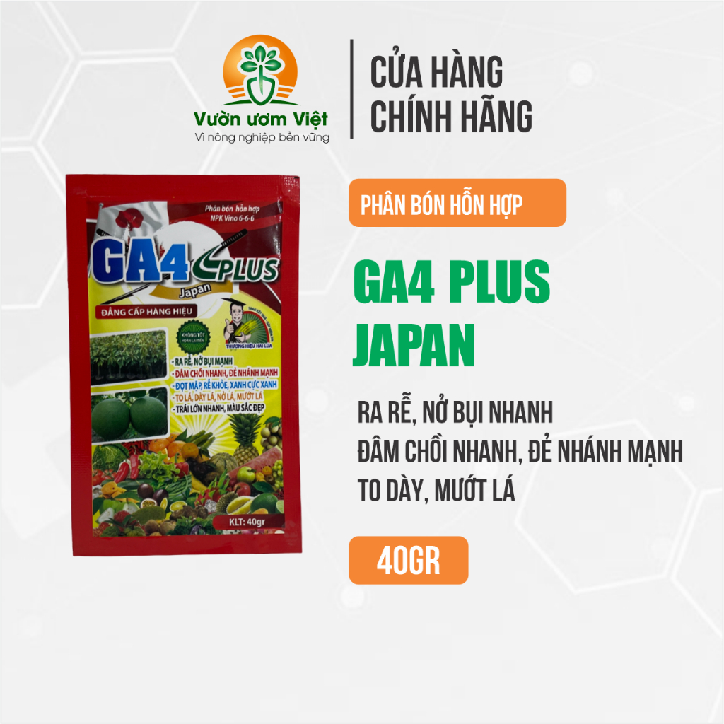 Phân bón lá GA4 PLUS JAPAN dưỡng lá cứng cáp và bộ rễ khỏe mạnh, chính hãng - 40gr