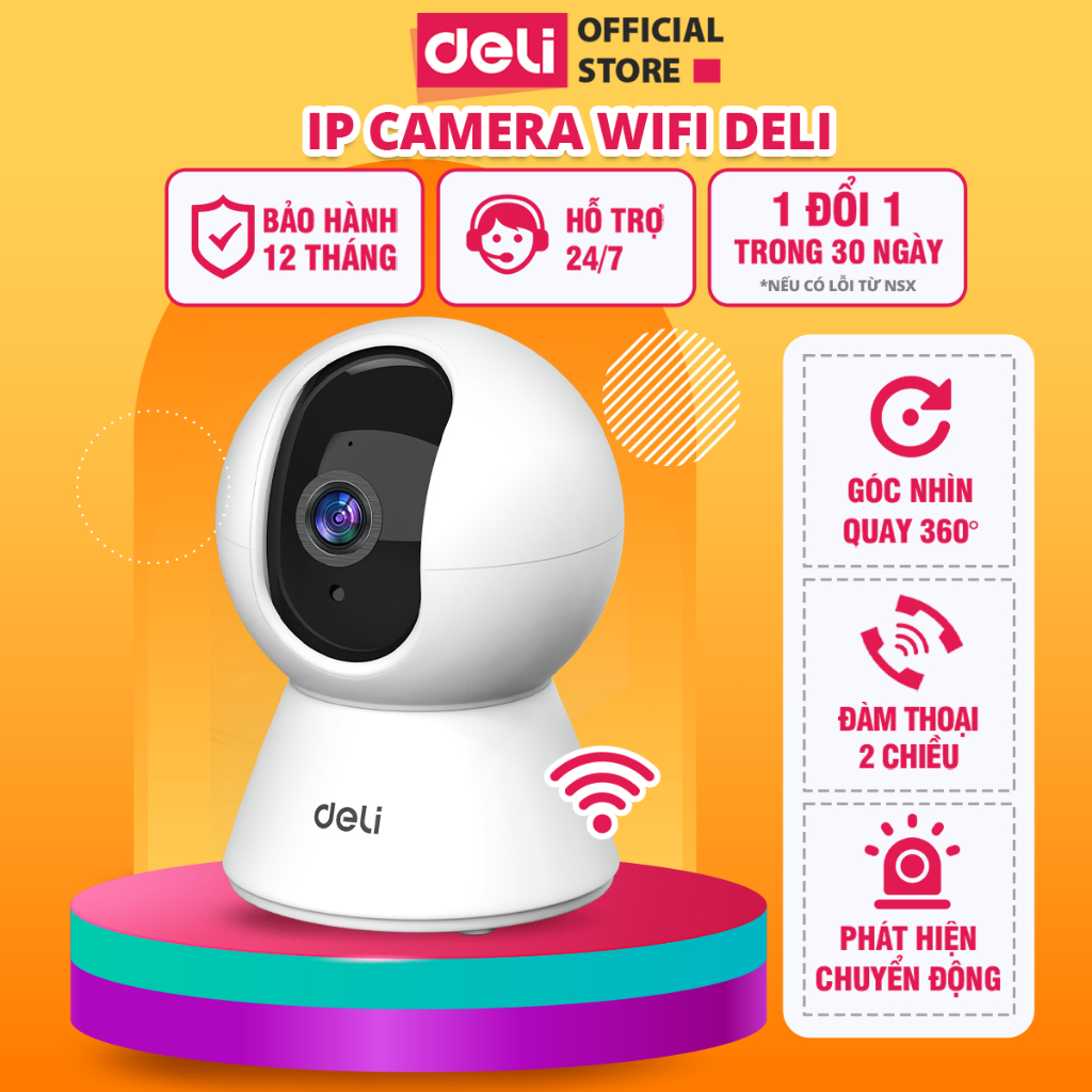 Camera WIFI IP DELI ES105 Trong Nhà Xoay 360 Độ Full HD 1080P - Giám ...