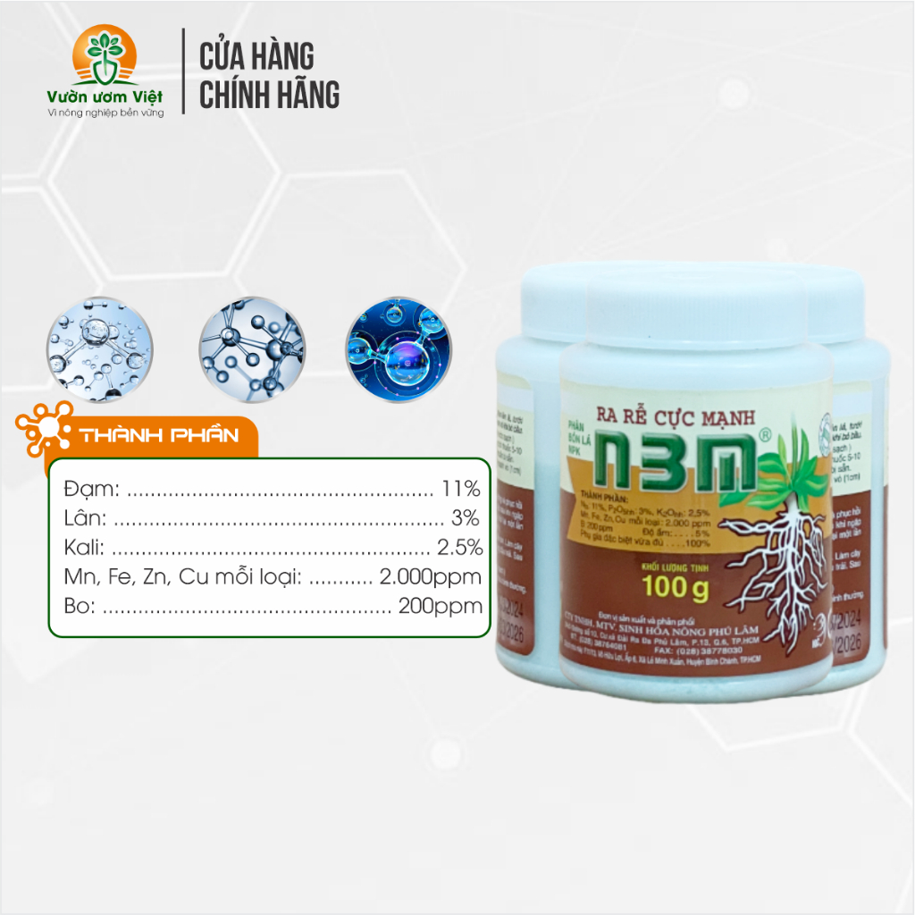 Phân bón Ra Rễ Cực Mạnh N3M Phú Lâm dưỡng bộ rễ toàn diện - 100gr