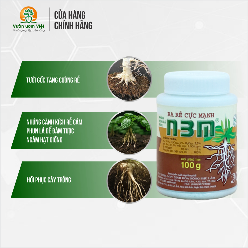 Phân bón Ra Rễ Cực Mạnh N3M Phú Lâm dưỡng bộ rễ toàn diện - 100gr
