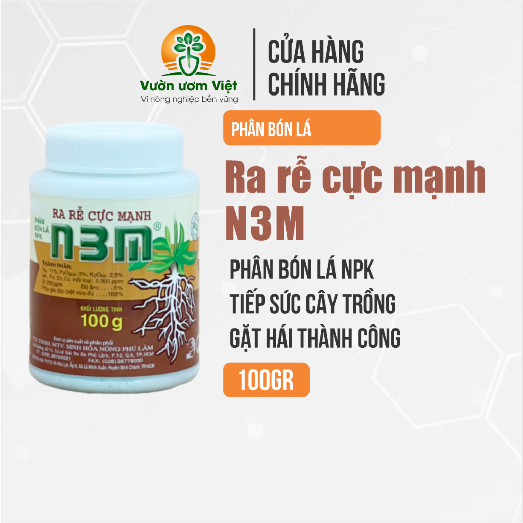 Phân bón Ra Rễ Cực Mạnh N3M Phú Lâm dưỡng bộ rễ toàn diện - 100gr