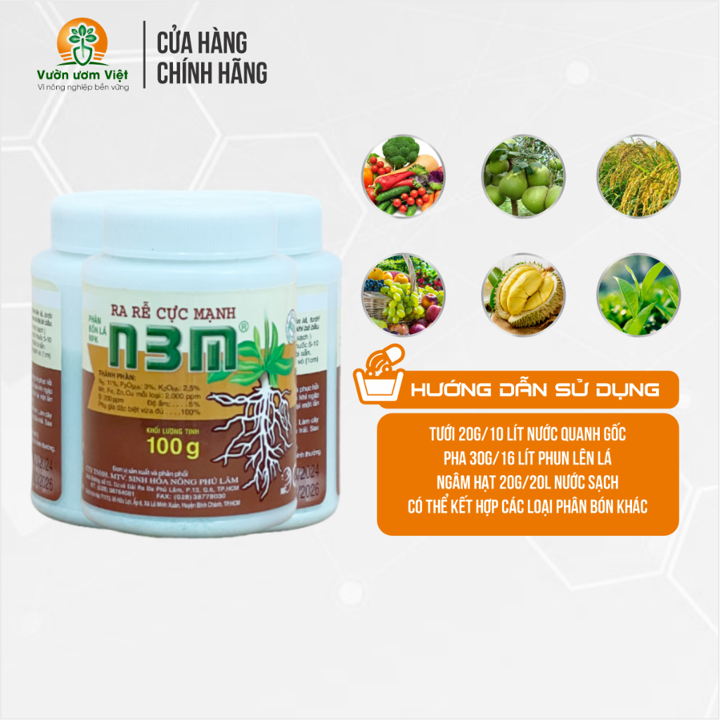Phân bón Ra Rễ Cực Mạnh N3M Phú Lâm dưỡng bộ rễ toàn diện - 100gr