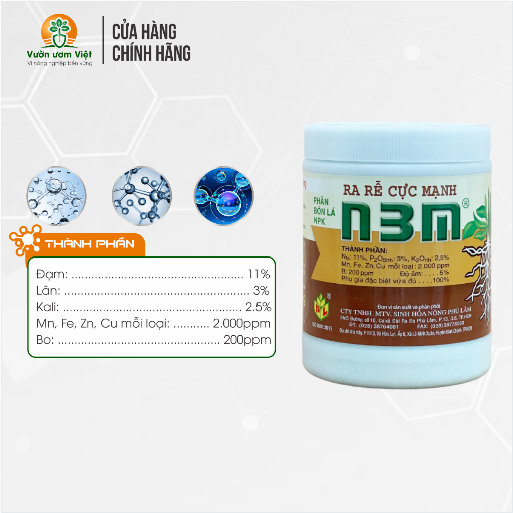Phân bón Ra Rễ Cực Mạnh N3M Phú Lâm dưỡng bộ rễ toàn diện - 500gr