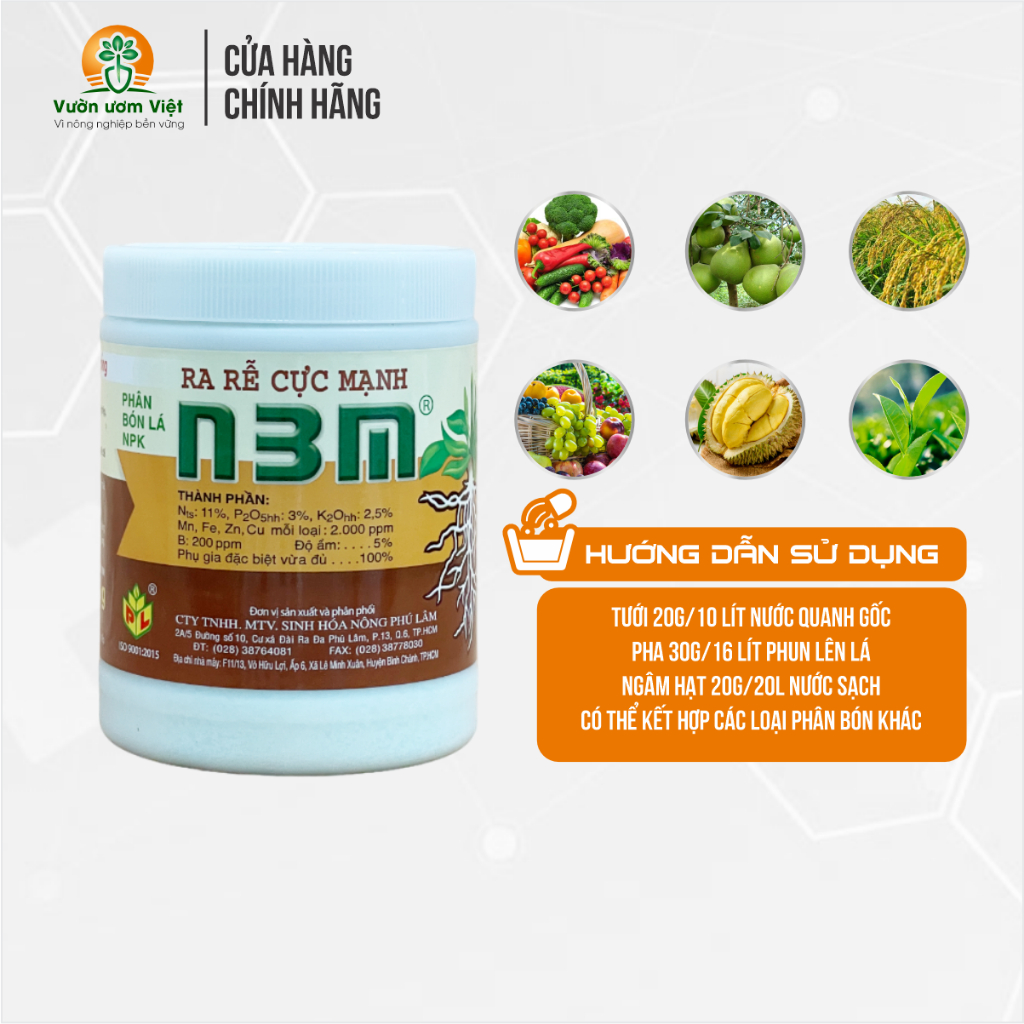 Phân bón Ra Rễ Cực Mạnh N3M Phú Lâm dưỡng bộ rễ toàn diện - 500gr