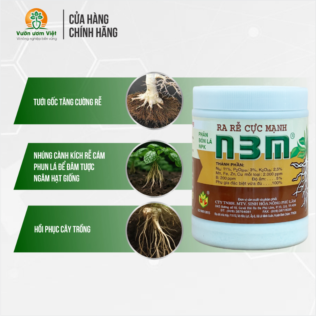Phân bón Ra Rễ Cực Mạnh N3M Phú Lâm dưỡng bộ rễ toàn diện - 500gr
