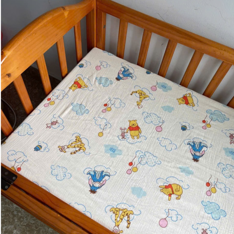 [CÒ BABY KT60] Ga bọc đệm cũi đa năng bo chun Muslin cao cấp KT62x114cm hoạ tiết đáng yêu cho bé.