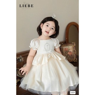 [B&G] Đầm công chúa lụa hàn thêu 3D tùng nhún 5 lớp von lưới cho bé gái 1-10 tuổi