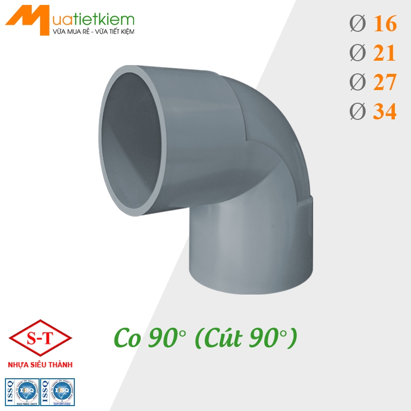 Ø16 Ø21 Ø27 Ø34 [BÁN SỈ] Co 90°, Cút 90° PVC phi 16, 21, 27, 34, phụ ...