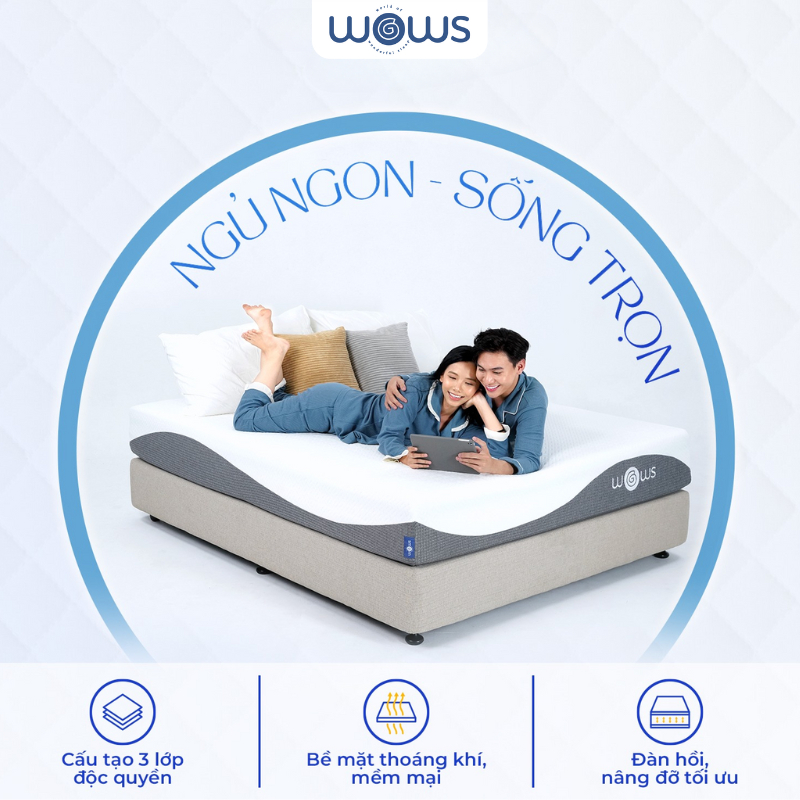 Ảnh WOWS - Nệm Foam 3 Lớp 25 cm Layla - Êm Ái, Nâng Đỡ, Ép Cuộn Tiện Lợi - 1m Đến 2m - Bảo Hành 10 Năm 3