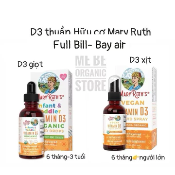 [NỘI ĐỊA MỸ- CÓ BILL- AIR] Vitamin D3 hữu cơ Mary Ruths infant & toddler Vitamin D3 Organic Liquid drop