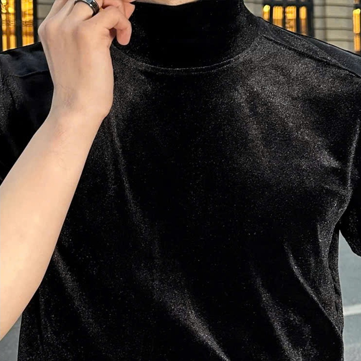 Áo Phông NHUNG CỔ CAO Basic Nam Nữ Form Rộng Unisex Thời Trang, Thoáng Mát, Thanh Lịch- SHINGHAI