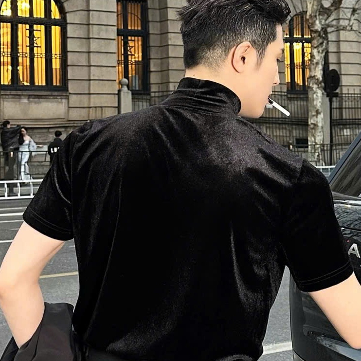 Áo Phông NHUNG CỔ CAO Basic Nam Nữ Form Rộng Unisex Thời Trang, Thoáng Mát, Thanh Lịch- SHINGHAI