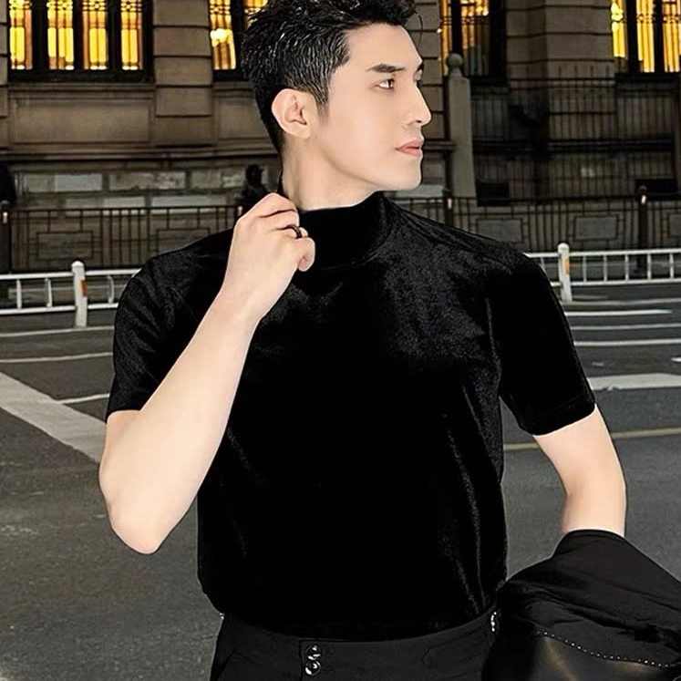 Áo Phông NHUNG CỔ CAO Basic Nam Nữ Form Rộng Unisex Thời Trang, Thoáng Mát, Thanh Lịch- SHINGHAI