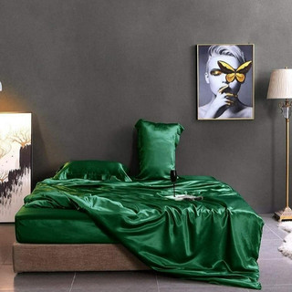 🧧LỤA SILK🧧Chăn Ga Gối Phi Lụa Mã Xanh Lá Hiện Đại - Hàng Loại 1 Mềm Mát - Chăn Ga Sỉ HCM
