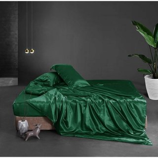 🧧LỤA SILK🧧Chăn Ga Gối Phi Lụa Mã Xanh Lá Hiện Đại - Hàng Loại 1 Mềm Mát - Chăn Ga Sỉ HCM