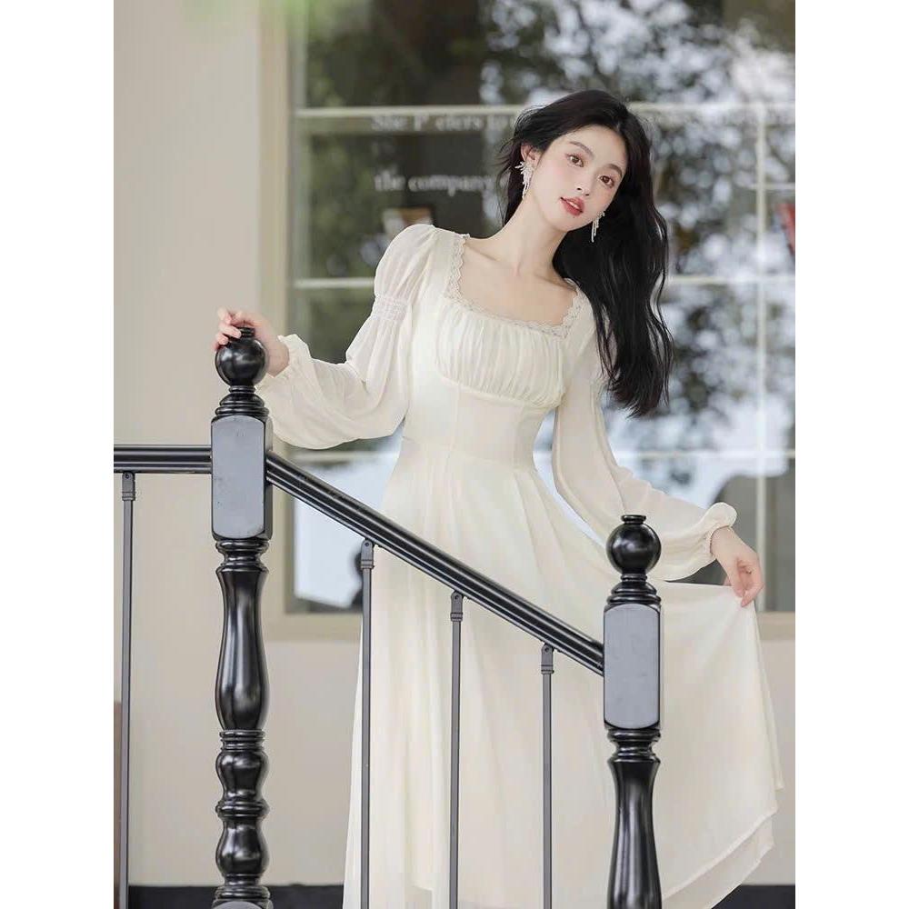 Đầm tiểu thư tay dài cổ vuông phong cách Vintage nhẹ nhàng - SOA dress ...