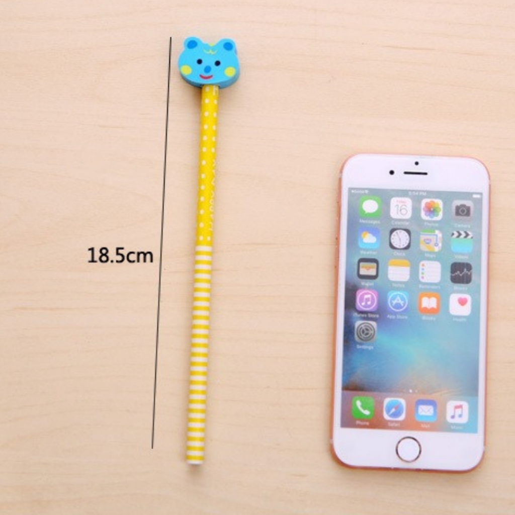 Bút chì gỗ đầu tẩy hoạt hình cute đáng yêu, Bút chì tập viết 2B đa năng ngòi 2.5mm hạn chế gãy BC01