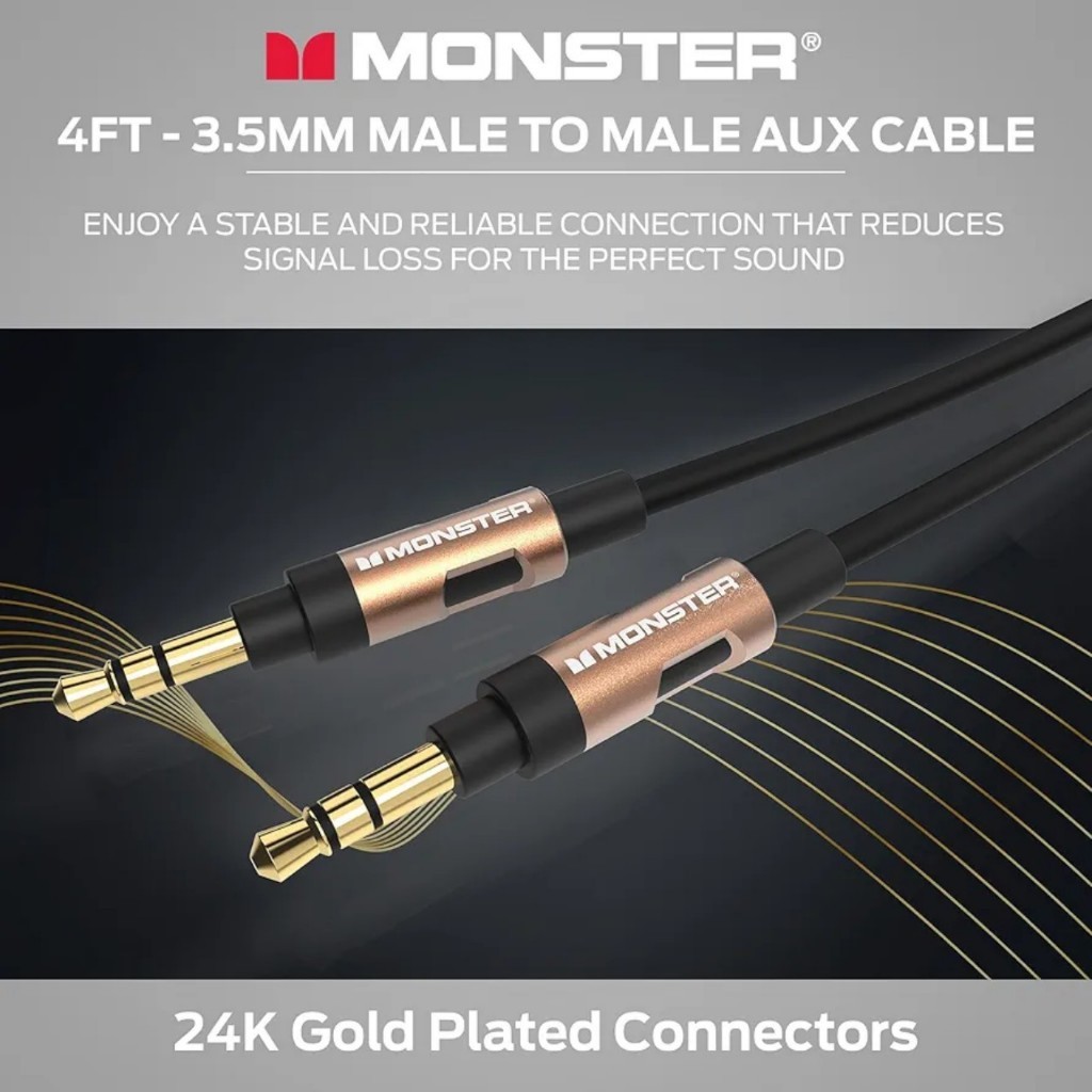 Dây Audio (Cáp AUX) Tròn 3.5mm Jack Mạ Vàng 1,2M / 3.5mm to 3.5mm - Hàng Chuẩn Chính Hãng FullBox