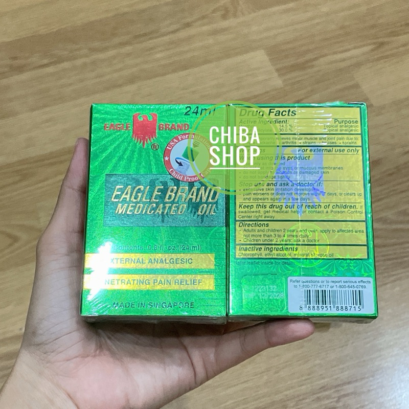 Dầu gió xanh con ó, vàng,trắng, mẫu mạ vàng Mỹ 2 nắp 24ml hàng CHUẨN