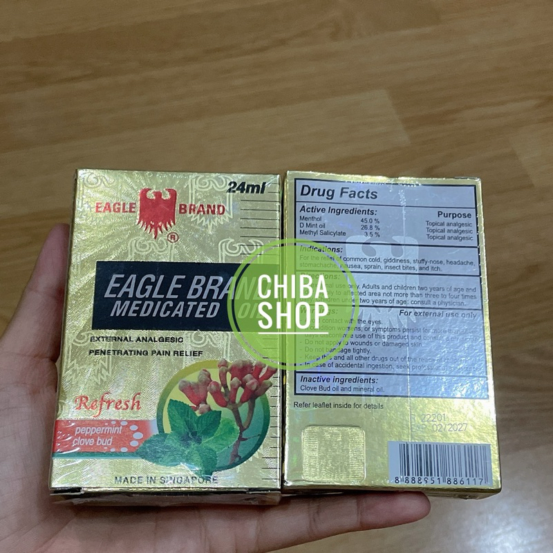 Dầu gió xanh con ó, vàng,trắng, mẫu mạ vàng Mỹ 2 nắp 24ml hàng CHUẨN