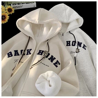 Áo khoác hoodie zip unisex, áo khoác nỉ nam nữ chất nỉ bông dày đẹp mẫu HONE dây xoắn