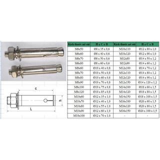 (INOX304) 5 cái M6, M8,M10 Bulong nở,tắc kê nở inox304