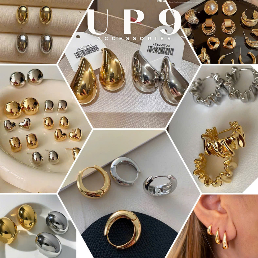 [LOẠI 1] Bông tai kim loại trơn UP9 sáng bóng phong cách tối giản ...