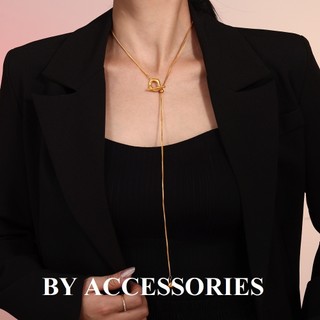 Dây chuyền nữ titan dáng dài kiểu mì phối bi tròn và khóa OT không gỉ WN2499 BY ACCESSORIES