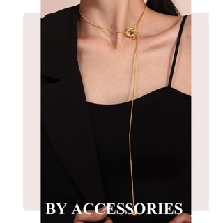 Dây chuyền nữ titan dáng dài kiểu mì phối bi tròn và khóa OT không gỉ WN2499 BY ACCESSORIES