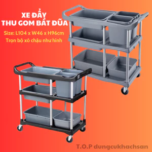 *Freeship / Clip hàng thực tế👉 * Xe Đẩy Thu Gom Chén Dĩa, Xe Đẩy Thu Gom Thức Ăn Thừa