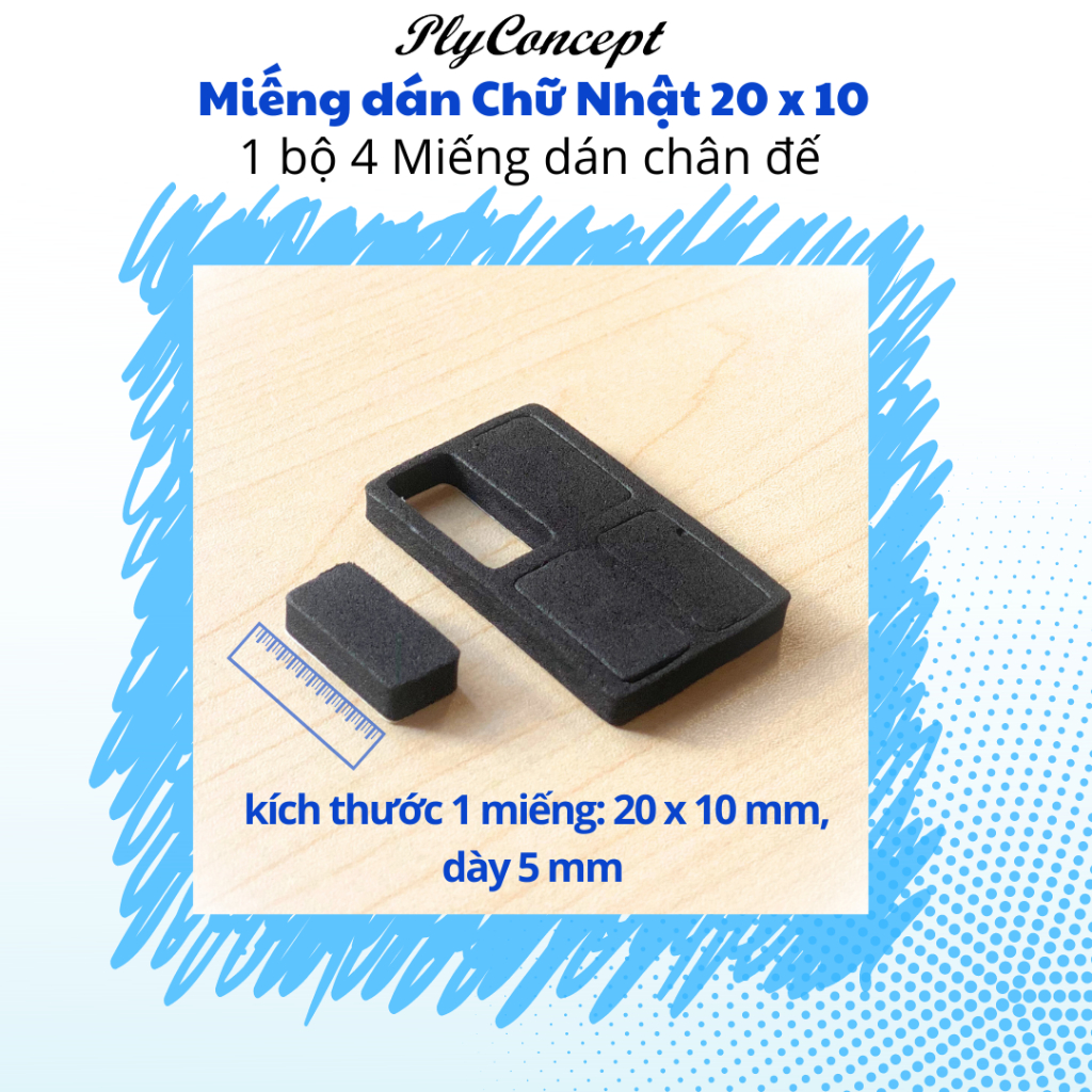 Ảnh Miếng dán chống trầy xước Mini, miếng lót kê chân ghế, kệ, loa máy tính, vật dụng gia đình. 4