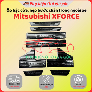 Ốp bậc cửa, nẹp bước chân trong, ngoài xe Mitsubishi Xforce 2024, 2025 titan phay xước cao cấp, sáng bóng