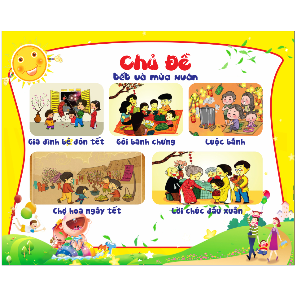 Tranh 10 Chủ đề lớn Mầm Non chất liệu decan có sẵn keo bóc dán (theo sát giáo án)