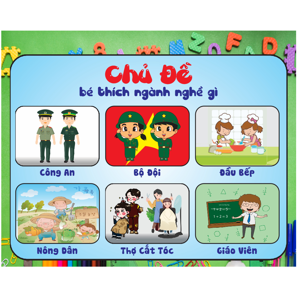 Tranh 10 Chủ đề lớn Mầm Non chất liệu decan có sẵn keo bóc dán (theo sát giáo án)