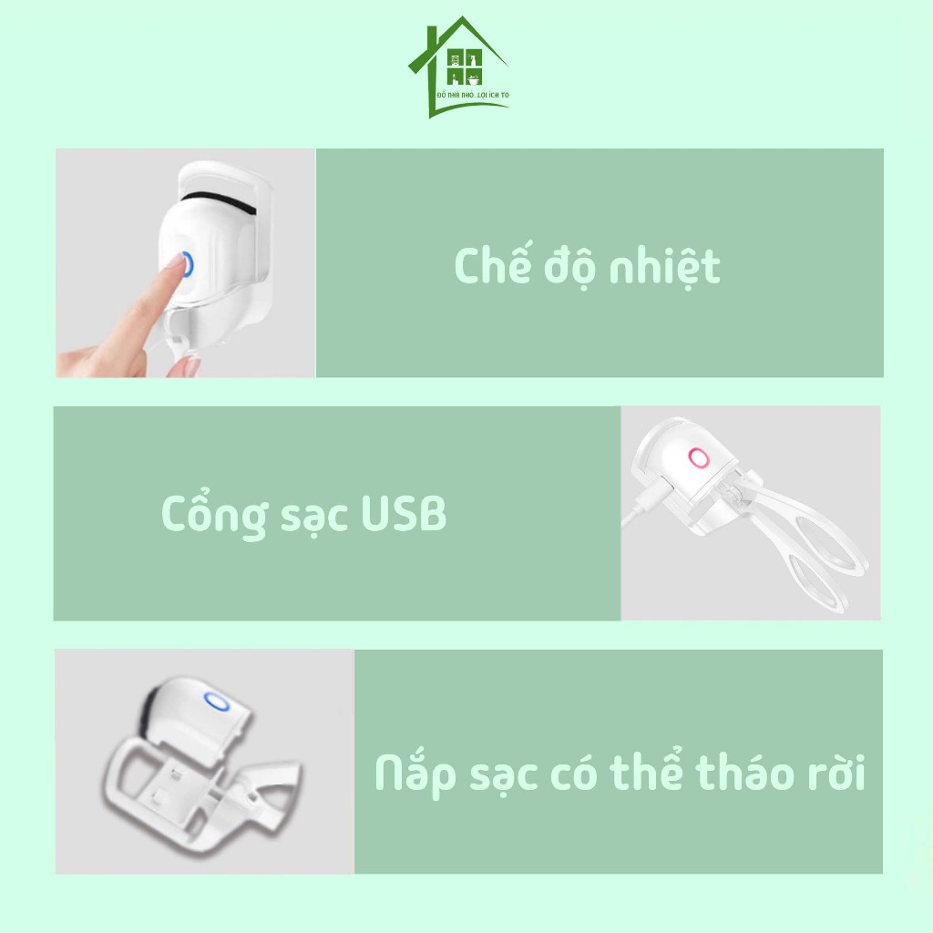 Máy uốn cong lông mi tự nhiên Kẹp bấm mi điện tạo và giữ nếp cong mi lâu hơn bằng 2 chế độ nhiệt.