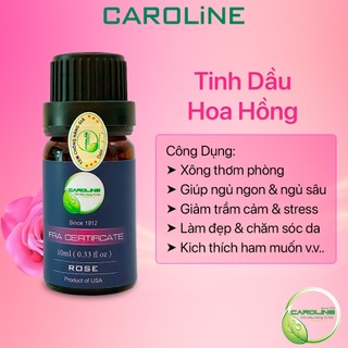 Tinh dầu xông thơm phòng thiên nhiên CAROLINe hương Hoa Hồng Full size mini - Cam kết chính hãng